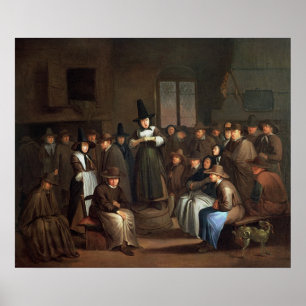 Een vergadering van Quakers Poster