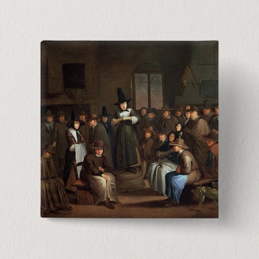 Een vergadering van Quakers Vierkante Button 5,1 Cm (Voorkant)