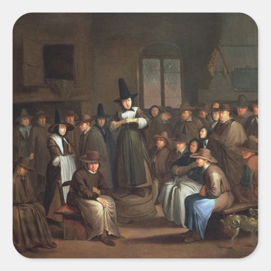Een vergadering van Quakers Vierkante Sticker (Voorkant)