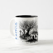 Een vergeten laatste rustplaats tweekleurige koffiemok (Voorkant links)