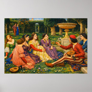 Een verhaal uit de Decameron van Waterhouse Poster