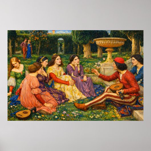 Een verhaal uit de Decameron van Waterhouse Poster (Voorkant)