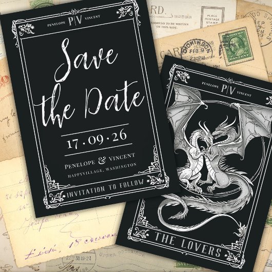 Een verhaal van Dragon Love Save the Date Kaart