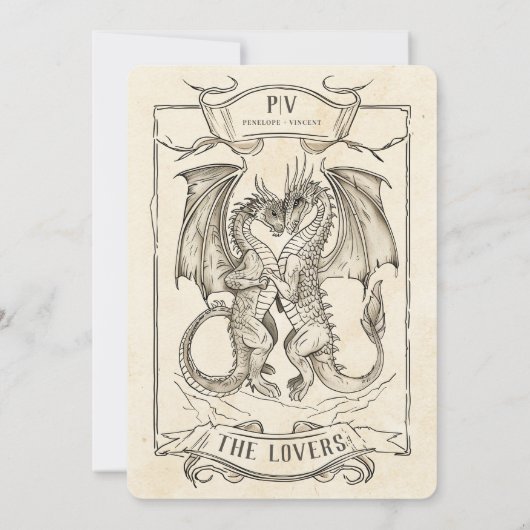 Een verhaal van Dragon Love Save the Date Uitnodig Kaart (Achterkant)