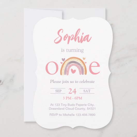 Een verjaardag Boho Rainbow Theme uitnodiging (Voorkant)