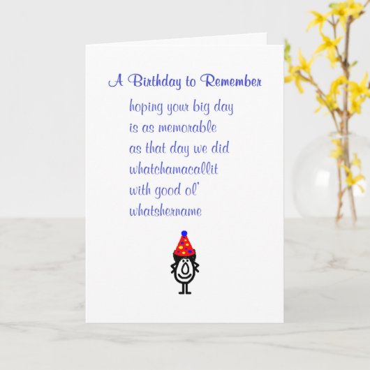 Een verjaardag om te onthouden, grappig vrolijk ve kaart (Gele Bloem)