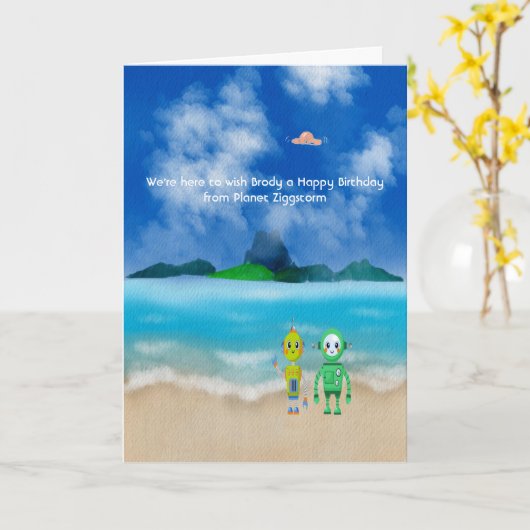 Een verjaardag van de Kinder Kaart Robots (Gele Bloem)