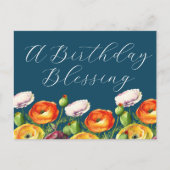 Een verjaardag zegen Floral Briefkaart (Voorkant)