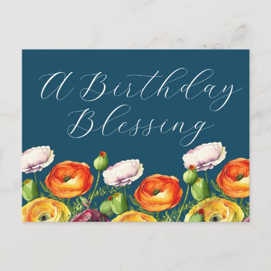 Een verjaardag zegen Floral Briefkaart (Voorkant)