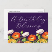 Een verjaardag zegen Floral Briefkaart (Voorkant / Achterkant)