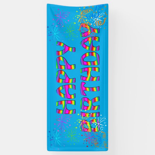 Een verjaardagsfeestje voor hem spandoek (Verticaal)