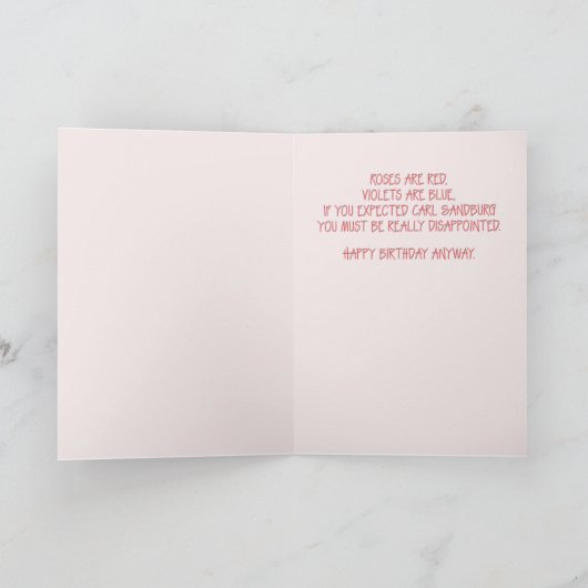Een verjaardagsgedicht kaart (Binnen)