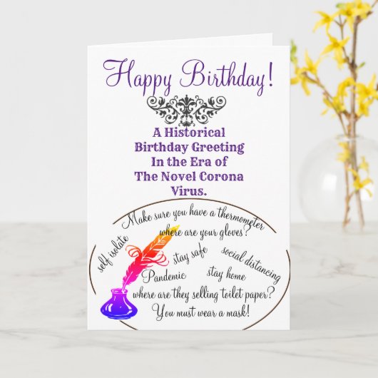 Een verjaardagsgroet in het tijdperk van het coron kaart (Gele Bloem)