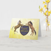 Een verjaardagskaart met opfokpaarden kaart (Gele Bloem)