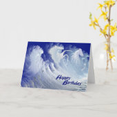 Een verjaardagskaart met wilde witte surfpaarden kaart (Gele Bloem)