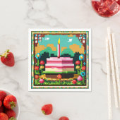 Een verjaardagstaart in pixels servet (Insitu)