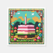 Een verjaardagstaart in pixels servet (Voorkant)