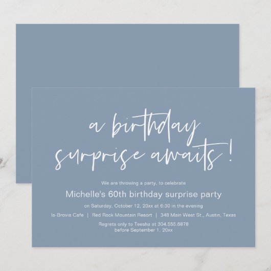 Een verjaardagsverrassing wacht op feest kaart (Voorkant / Achterkant)