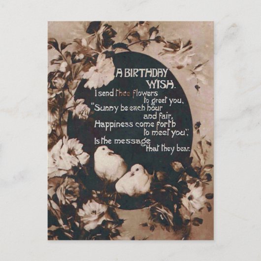 Een verjaardagswens Duiven Antieke Ansichtkaart Briefkaart (Voorkant)