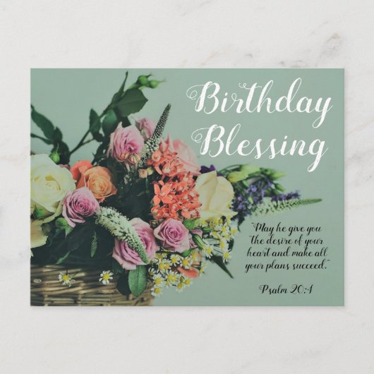 Een verjaardagszegen ansichtkaart Psalm 20:4 Briefkaart (Voorkant)