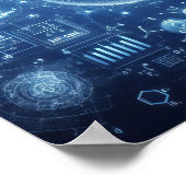 Een verlichte digitale blauwdruk poster (Hoek)