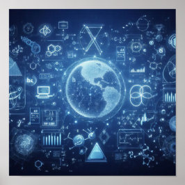 Een verlichte digitale blauwdruk poster