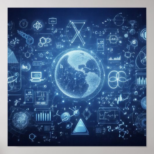 Een verlichte digitale blauwdruk poster (Voorkant)