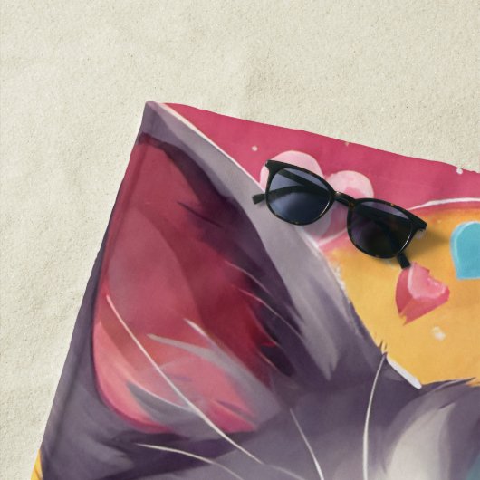 Een verliefde kat strandlaken (In situ)