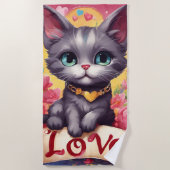 Een verliefde kat strandlaken (Voorkant)