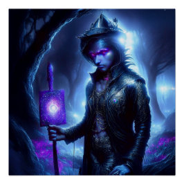 Een verloren ziel dwaalt door het nachtbos perfect poster