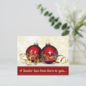Een Verlosser is geboren als kerstversiering Feestdagenkaart (Staand voorkant)