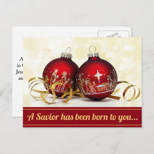 Een Verlosser is geboren als kerstversiering Feestdagenkaart (Voorkant / Achterkant)