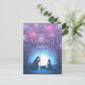 Een Verlosser wordt geboren Paarse kerstmis Kaart (Staand voorkant)