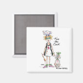 Een vermoeide vrouw koken waardeert een kus magneet (Voorkant / Achterkant)