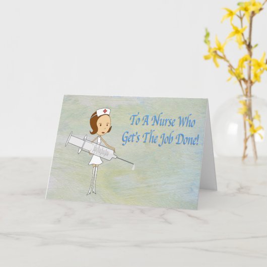 Een verpleegster die het werk gedaan Kaart krijgt (Gele Bloem)