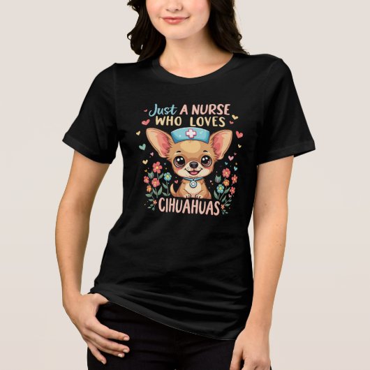 EEN VERPLEEGSTER DIE VAN CHIHUAHUAS HOUDT Tri-Blend SHIRT (Voorkant)