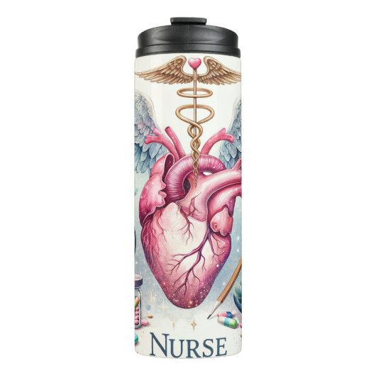 Een verpleegster met een groot hart thermosbeker (Voorkant)