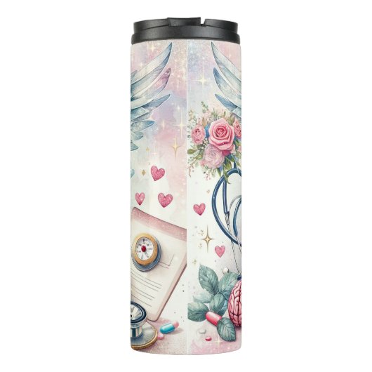 Een verpleegster met een groot hart thermosbeker (Achterkant)