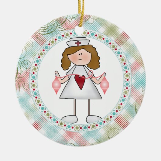 Een verpleegster voor de Feestdagen Keramisch Ornament (Voorkant)