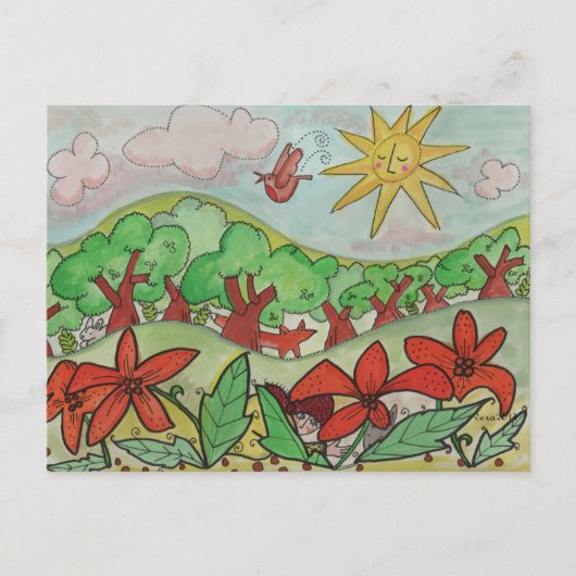 Een verrassing in de Lilies-Oekraïense volkskunst Briefkaart (Voorkant)