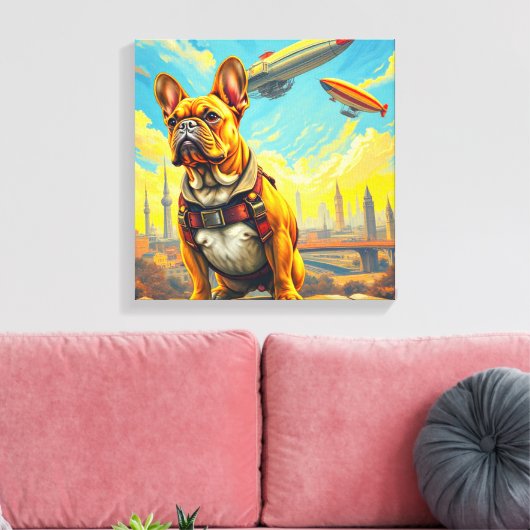 EEN VERRE MORGEN - FRANSE BULLDOG 2 CANVAS AFDRUK (Insitu (Woonkamer))