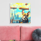 EEN VERRE MORGEN - FRANSE BULLDOG 3 CANVAS AFDRUK (Insitu (Woonkamer))
