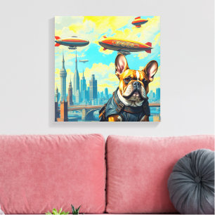 EEN VERRE MORGEN - FRANSE BULLDOG 3 CANVAS AFDRUK