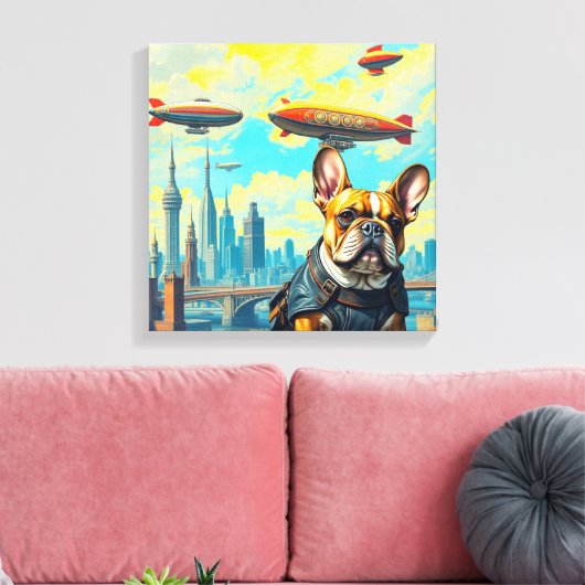 EEN VERRE MORGEN - FRANSE BULLDOG 3 CANVAS AFDRUK (Insitu (Woonkamer))