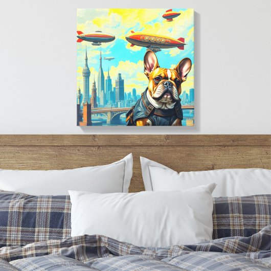 EEN VERRE MORGEN - FRANSE BULLDOG 3 CANVAS AFDRUK (Insitu (Slaapkamer))