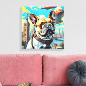 EEN VERRE MORGEN - FRANSE BULLDOG 4 CANVAS AFDRUK (Insitu (Woonkamer))
