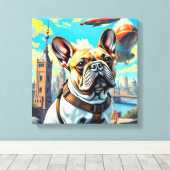 EEN VERRE MORGEN - FRANSE BULLDOG 4 CANVAS AFDRUK (Insitu (Houten vloer))