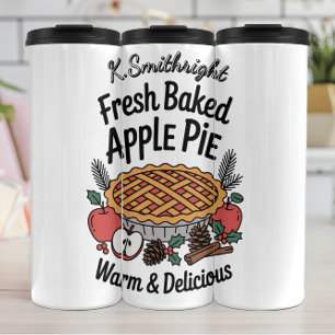 Een vers gebakken appeltaart ontwerp thermosbeker