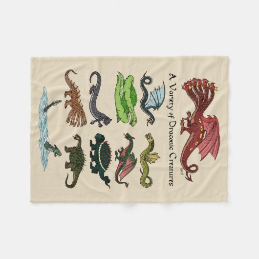 Een verscheidenheid aan draconische creaties fleece deken (Voorkant (Horizontaal))