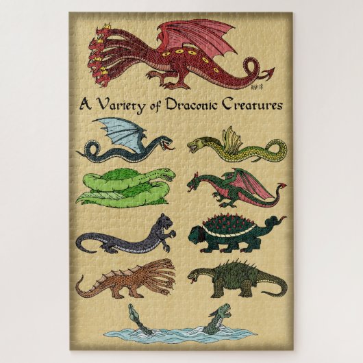 Een verscheidenheid aan draconische creaties legpuzzel (Verticaal)